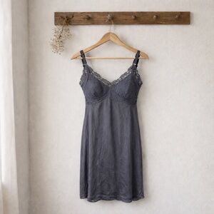 VTG Black Lace Sheer FloralTop‎ Slip Dress Lingerie Sexy Whimsygoth Coquette